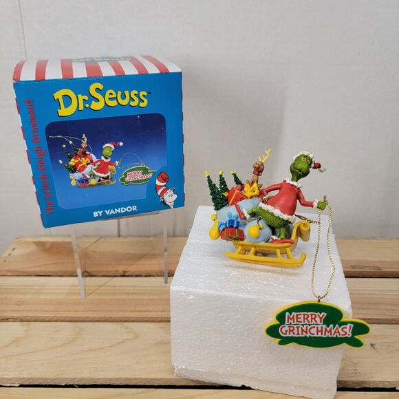 Dr. Seuss The Grinch Sleigh Ornament By Vandor - NEW - Picture 1 of 6